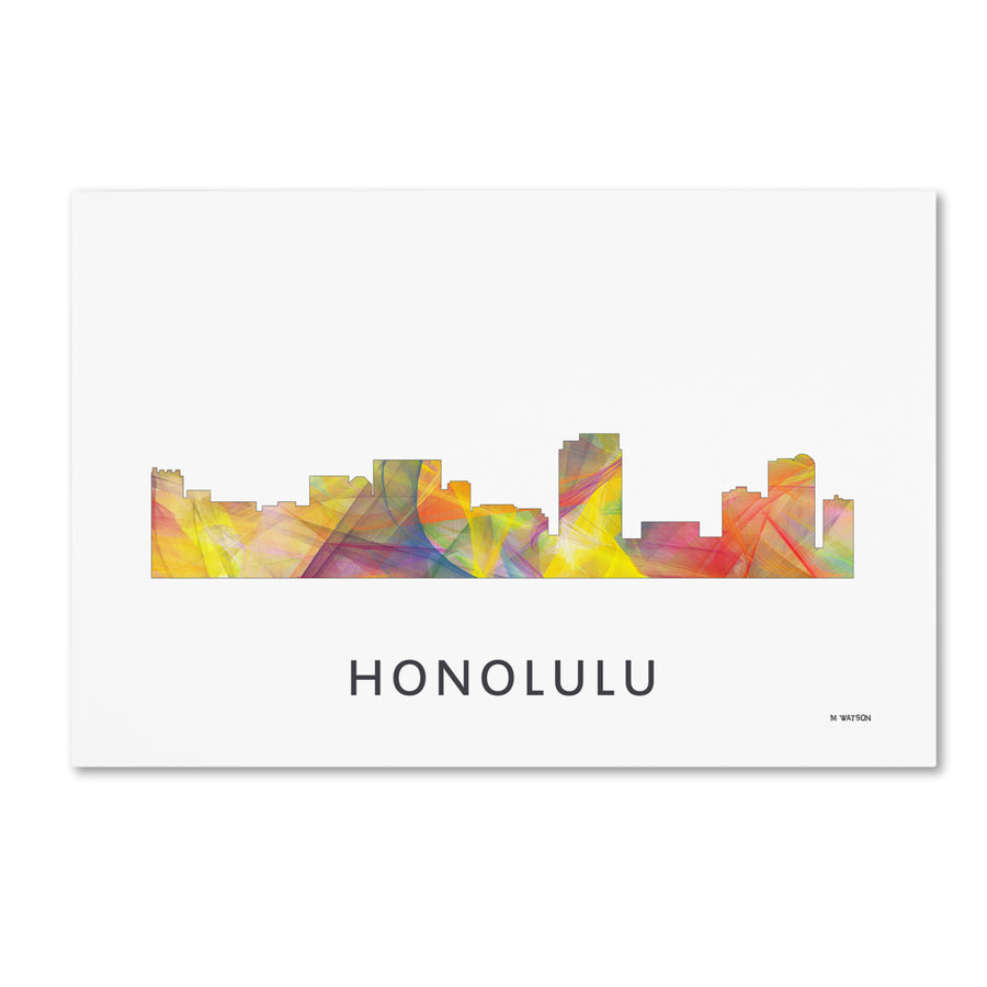 Marlene Watson Honolulu Hawaii Skyline WB-1 Canvas Art 16 x 24 Image 1