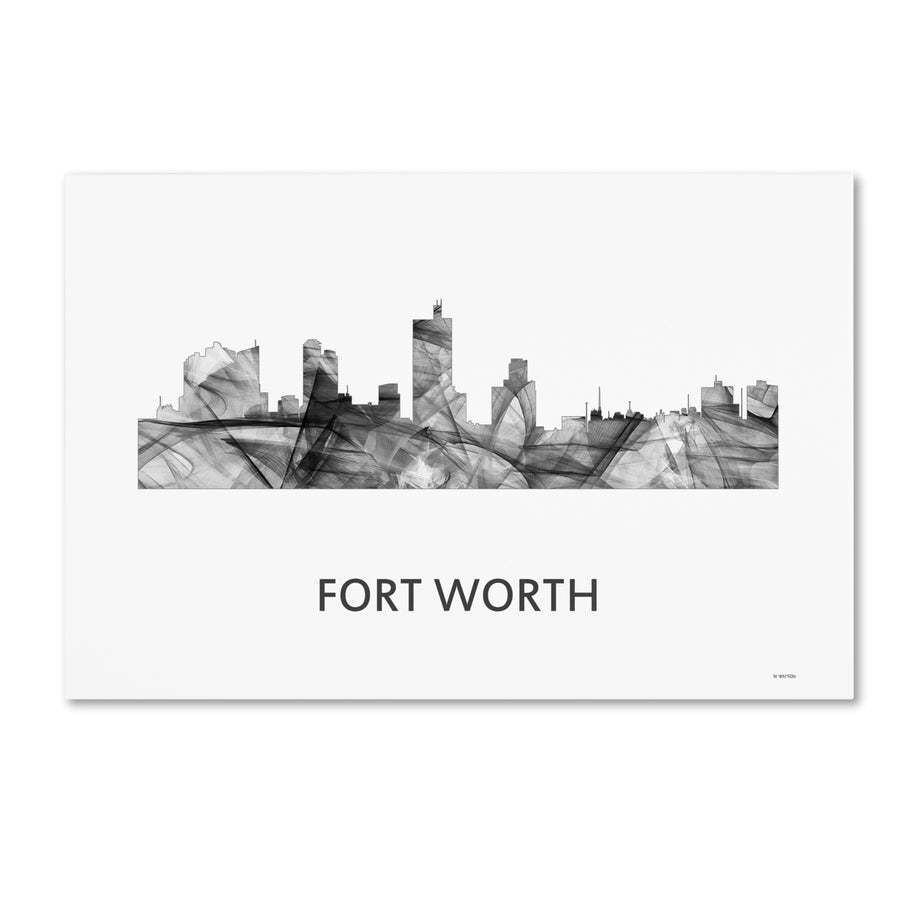 Marlene Watson Fort Worth Texas Skyline WB-BW Canvas Art 16 x 24 Image 1