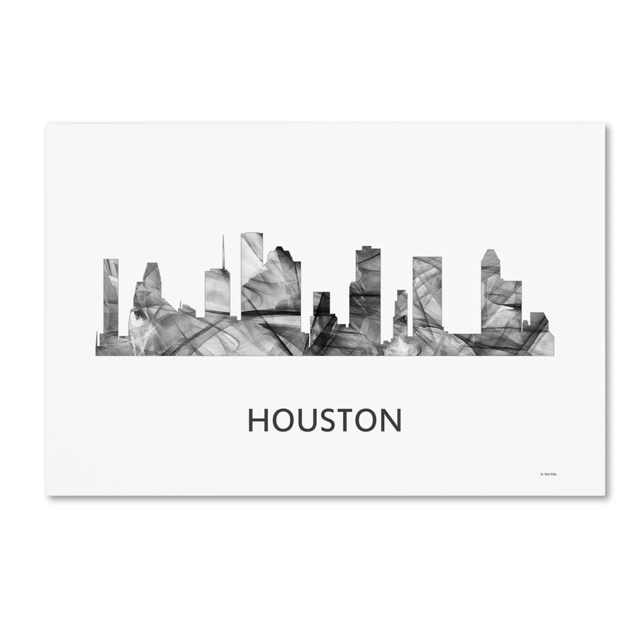 Marlene Watson Houston Texas Skyline WB-BW Canvas Art 16 x 24 Image 1