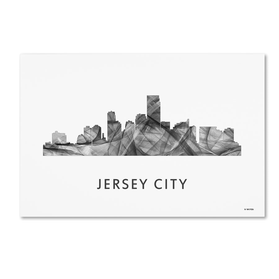 Marlene Watson Jersey City  Jersey Skyline WB-BW Canvas Art 16 x 24 Image 1