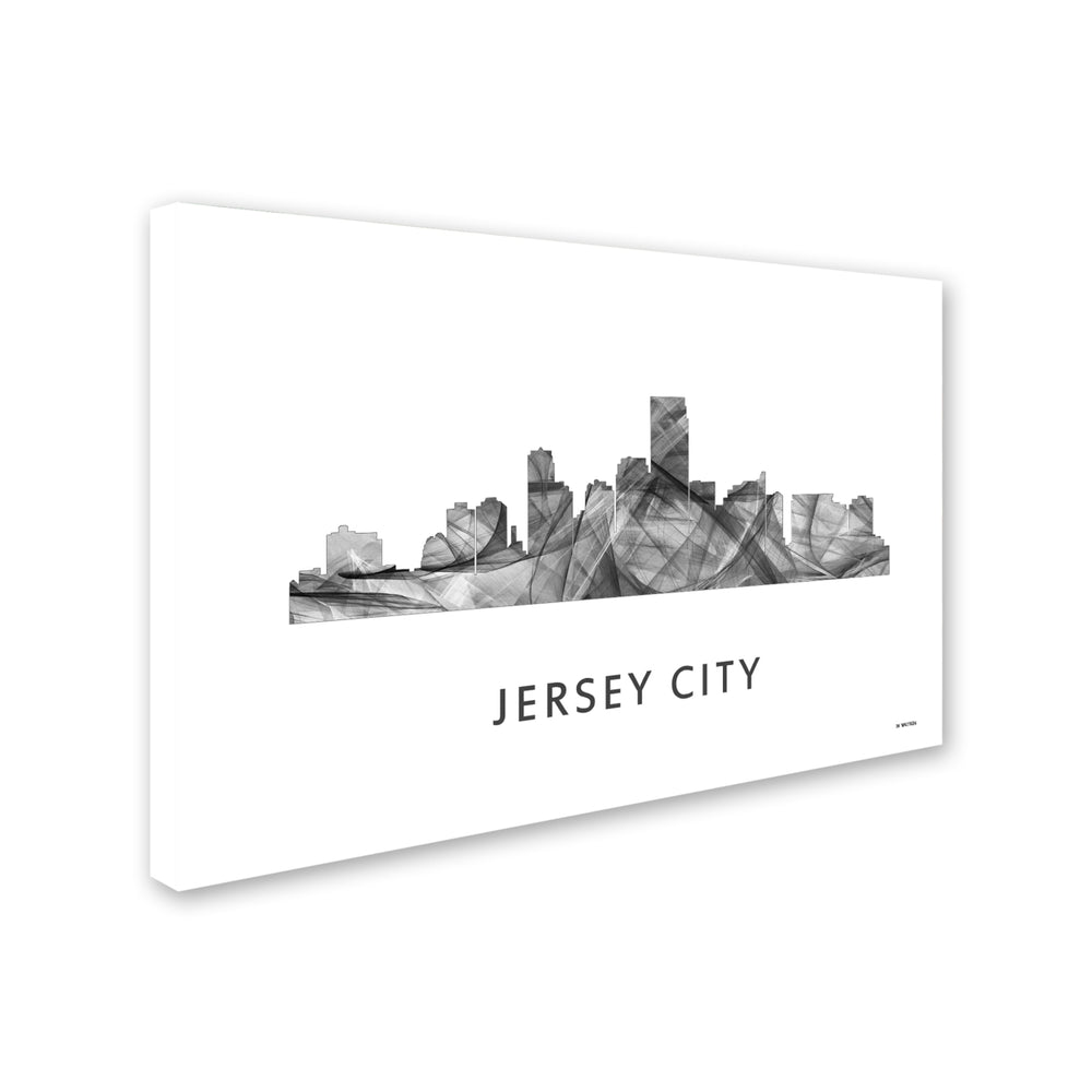 Marlene Watson Jersey City  Jersey Skyline WB-BW Canvas Art 16 x 24 Image 2