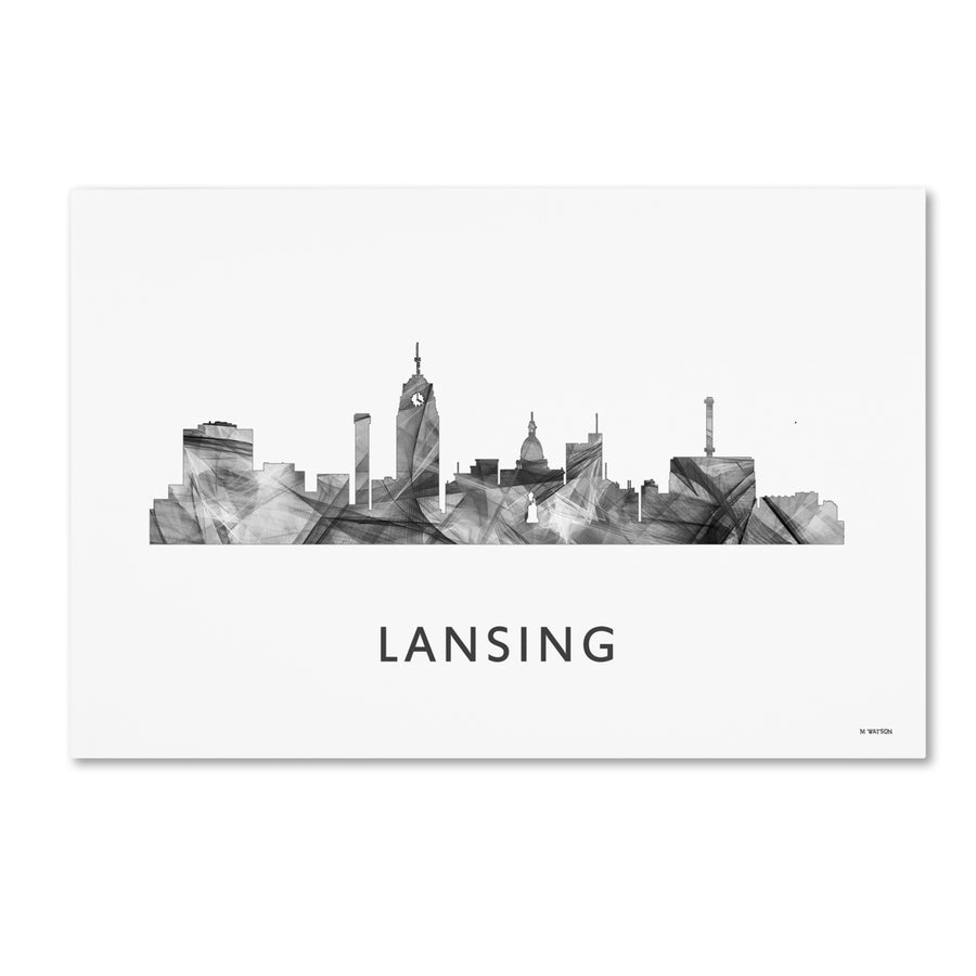 Marlene Watson Lansing Michigan Skyline WB-BW Canvas Art 16 x 24 Image 1