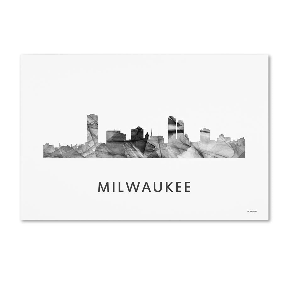 Marlene Watson Milwaukee Wisconsin Skyline WB-BW Canvas Art 16 x 24 Image 1