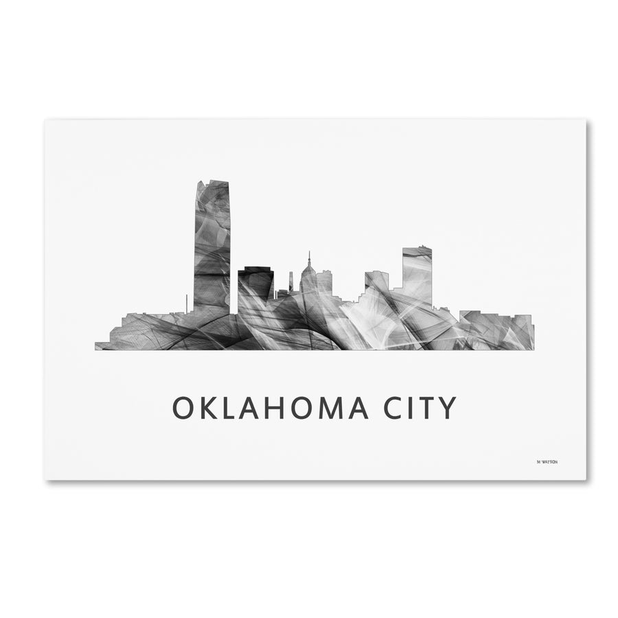 Marlene Watson Oklahoma City Oklahoma Skyline WB-BW Canvas Art 16 x 24 Image 1