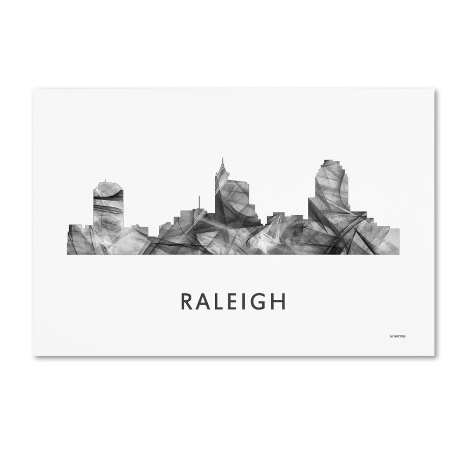 Marlene Watson Raleigh North Carolina Skyline WB-BW Canvas Art 16 x 24 Image 1