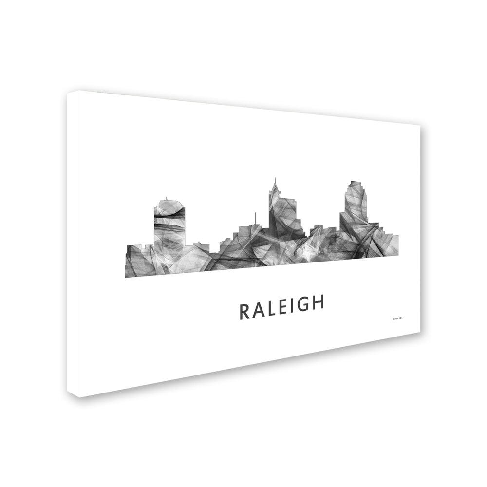Marlene Watson Raleigh North Carolina Skyline WB-BW Canvas Art 16 x 24 Image 2