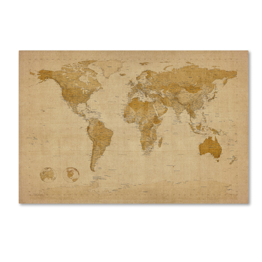 Michael Tompsett Antique World Map Canvas Art 18 x 24 Image 1