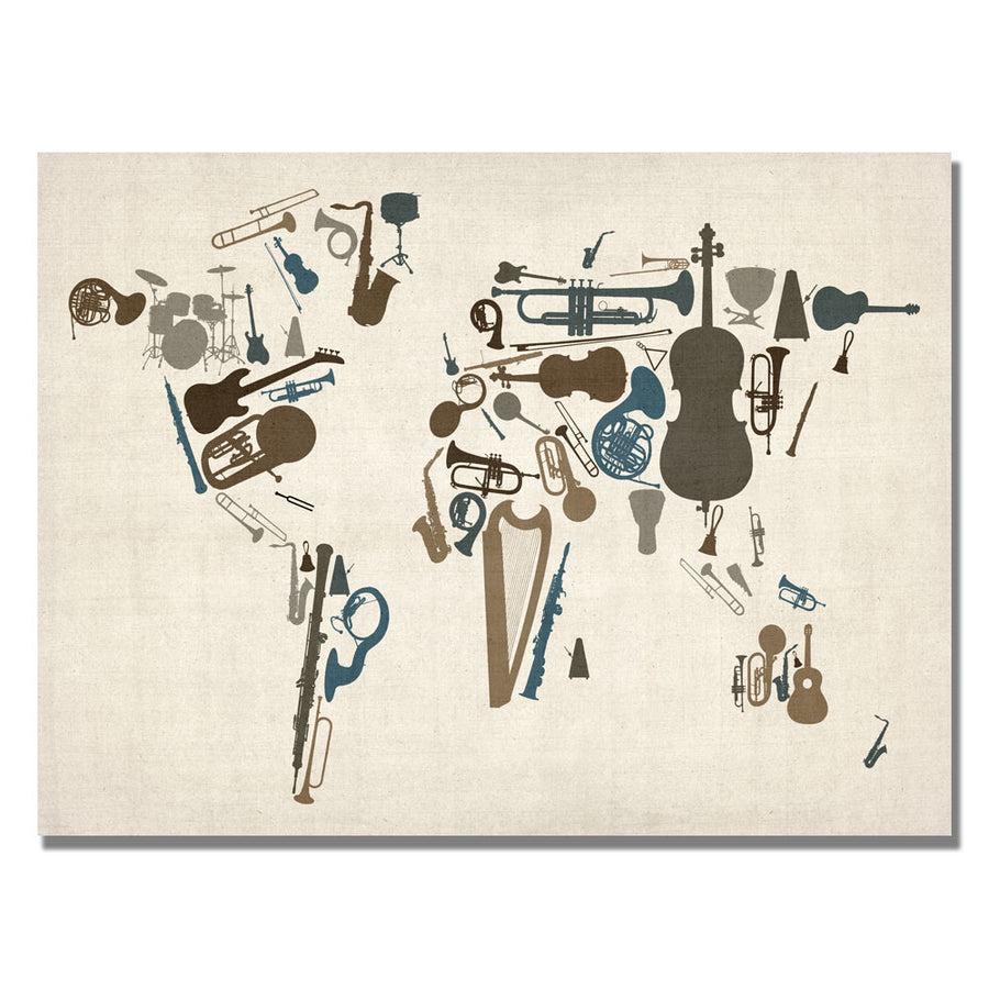 Michael Tompsett Instrument World Map Canvas Art 18 x 24 Image 1