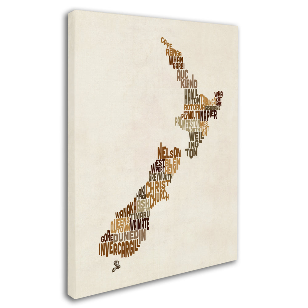 Michael Tompsett  Zealand Typography Map 2 Canvas Art 18 x 24 Image 2