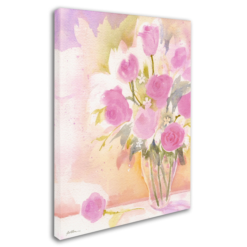 Sheila Golden Vase with Pink Roses Canvas Art 18 x 24 Image 2
