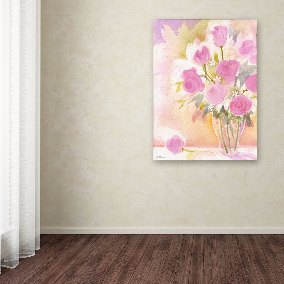 Sheila Golden Vase with Pink Roses Canvas Art 18 x 24 Image 3