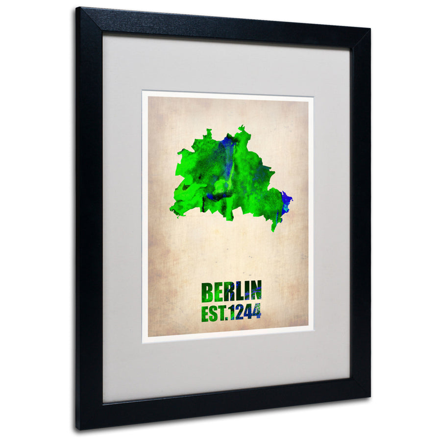 Naxart Berlin Watercolor Map Black Wooden Framed Art 18 x 22 Inches Image 1