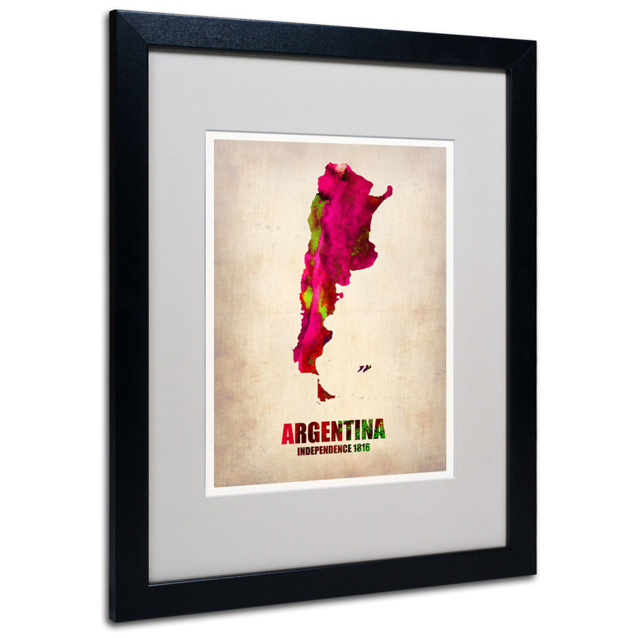 Naxart Argentina Watercolor Map Black Wooden Framed Art 18 x 22 Inches Image 1