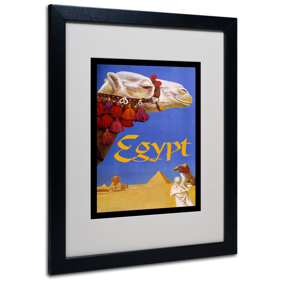Vintage Apple Collection Egypt Camel Black Wooden Framed Art 18 x 22 Inches Image 1