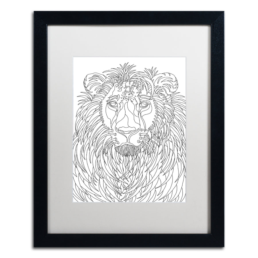 Kathy G. Ahrens Lion Black Wooden Framed Art 18 x 22 Inches Image 1