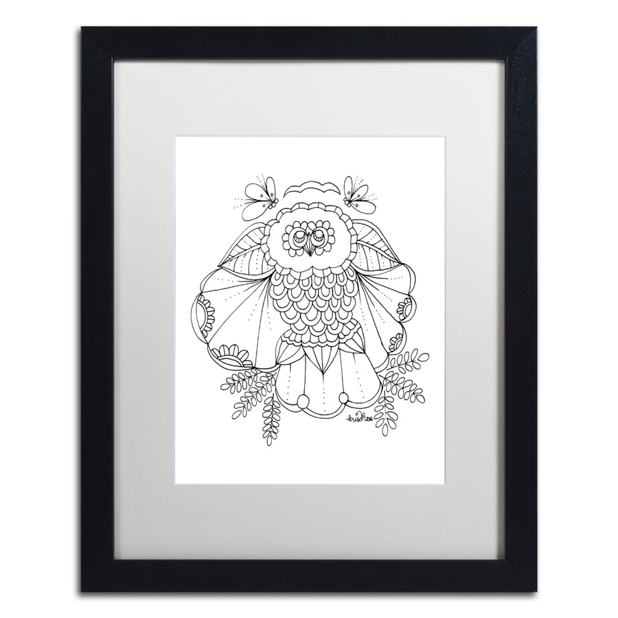KCDoodleArt Flower Owl Black Wooden Framed Art 18 x 22 Inches Image 1