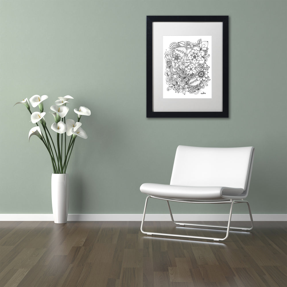 KCDoodleArt Flowers 2 Black Wooden Framed Art 18 x 22 Inches Image 2