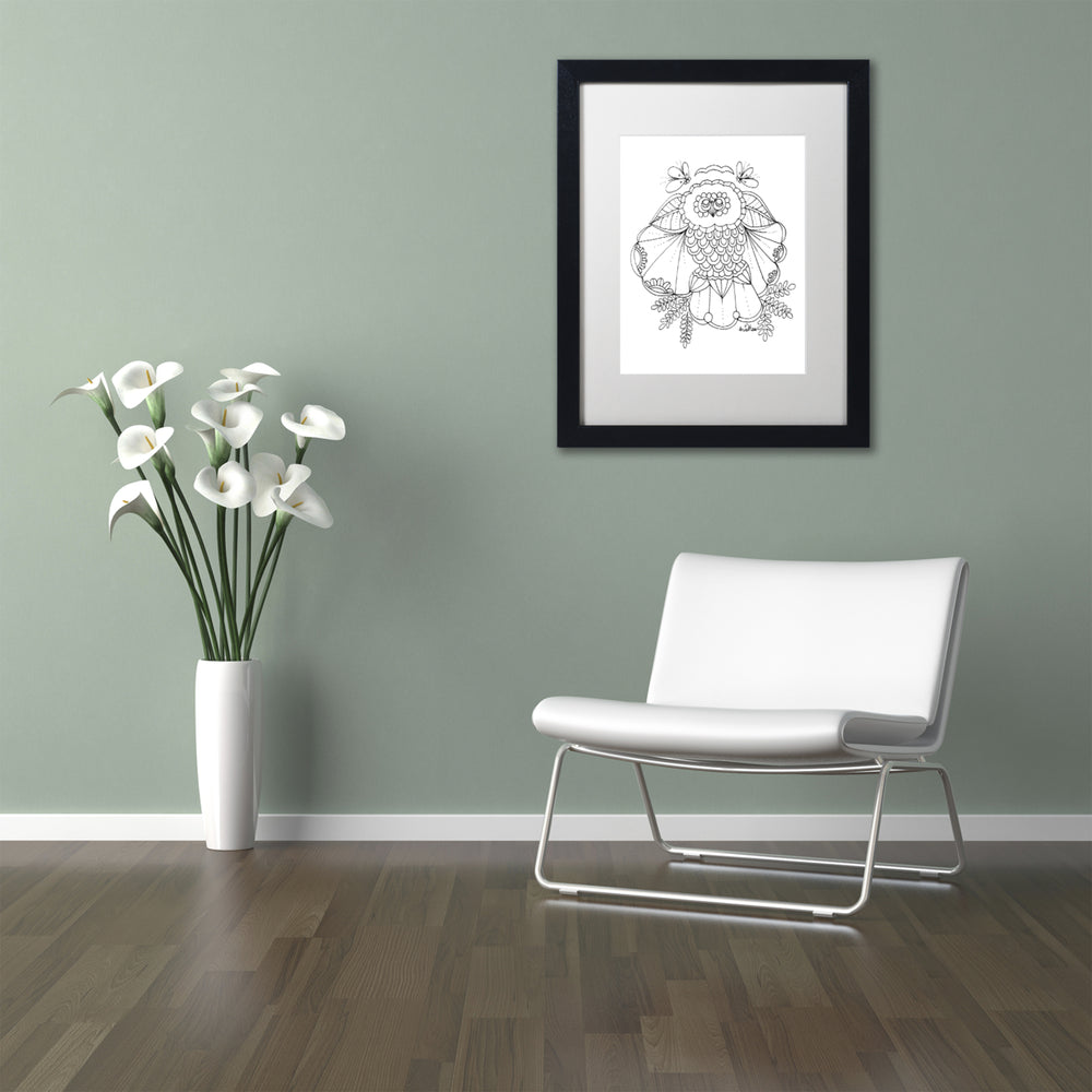 KCDoodleArt Flower Owl Black Wooden Framed Art 18 x 22 Inches Image 2