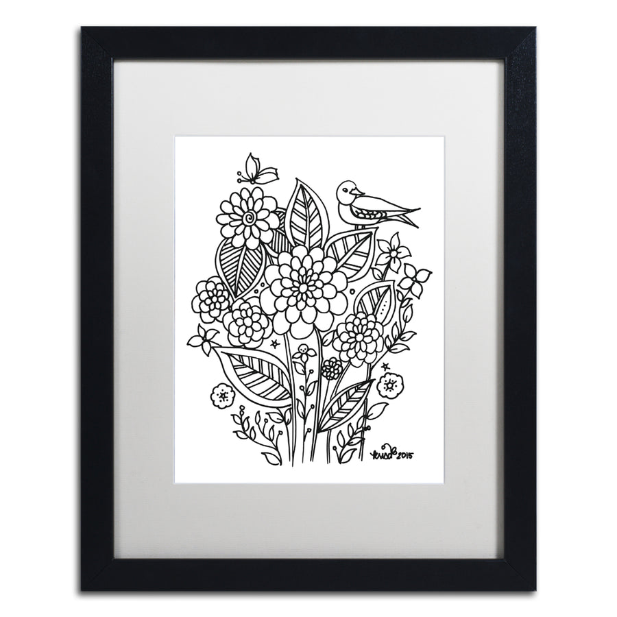 KCDoodleArt Flower Design 3 Black Wooden Framed Art 18 x 22 Inches Image 1