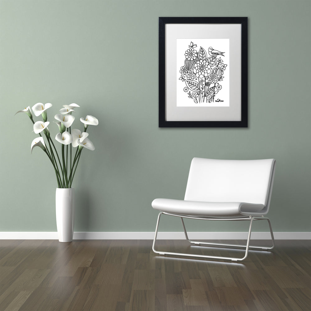 KCDoodleArt Flower Design 3 Black Wooden Framed Art 18 x 22 Inches Image 2