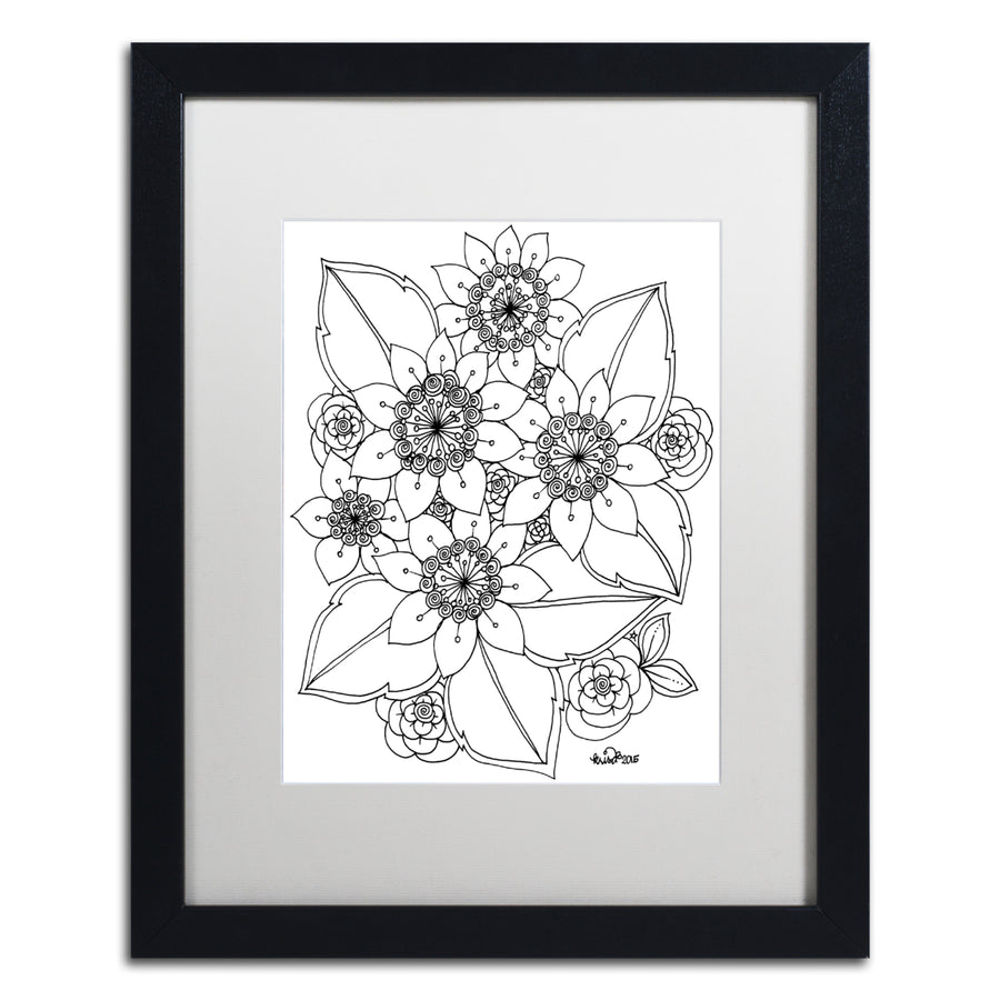KCDoodleArt Flower Design 4 Black Wooden Framed Art 18 x 22 Inches Image 1