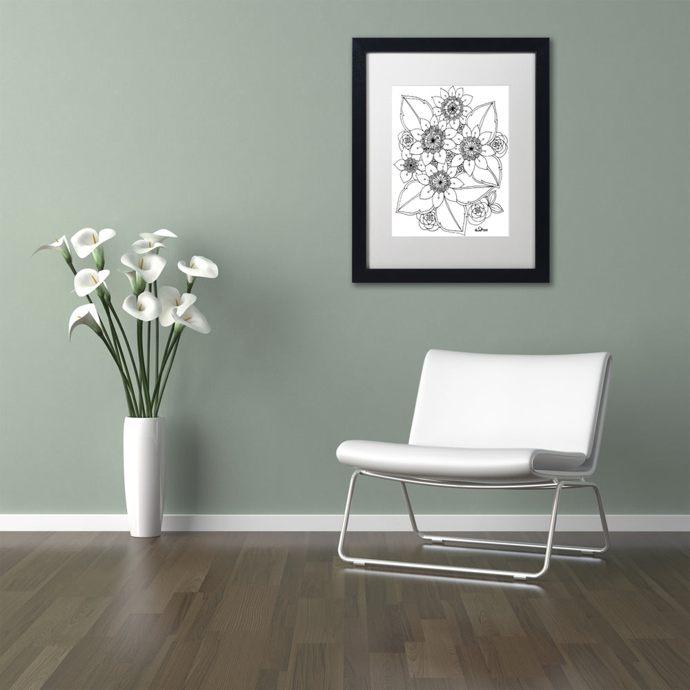 KCDoodleArt Flower Design 4 Black Wooden Framed Art 18 x 22 Inches Image 2