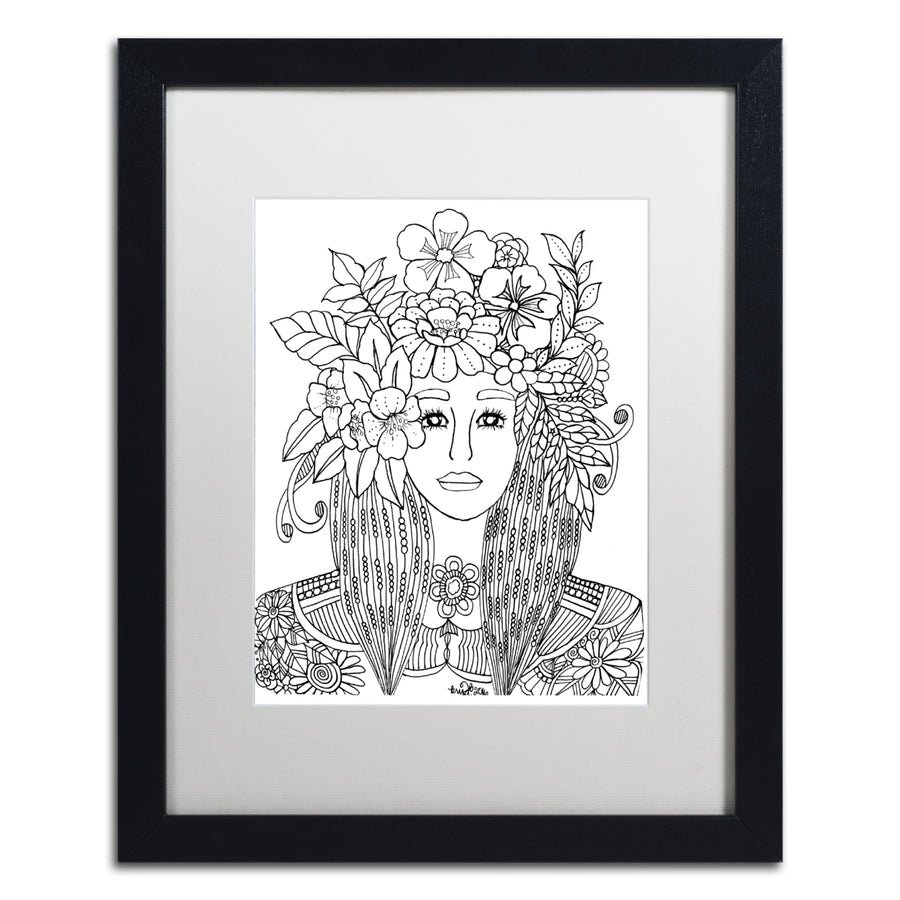 KCDoodleArt Flower Girls 25 Black Wooden Framed Art 18 x 22 Inches Image 1