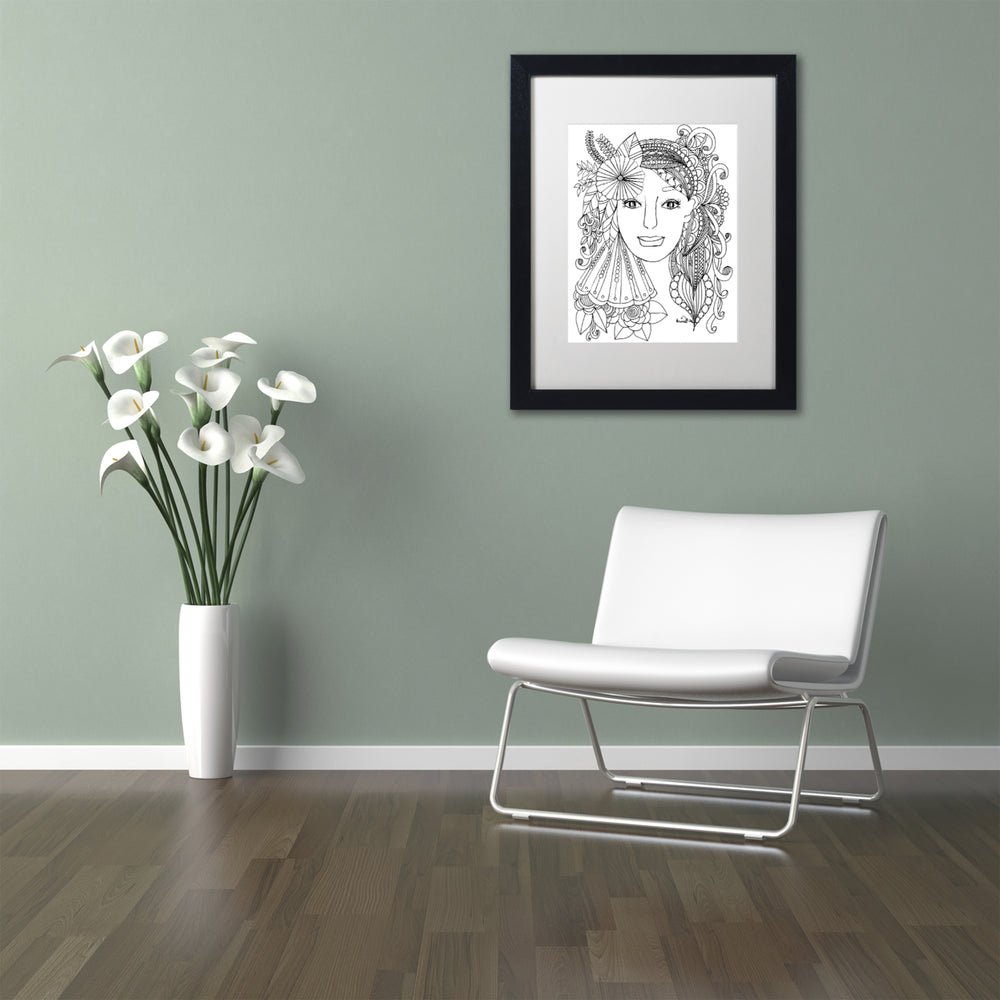 KCDoodleArt Flower Girls 28 Black Wooden Framed Art 18 x 22 Inches Image 2
