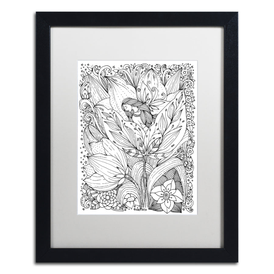 KCDoodleArt Fairies and Woodland Creatures 3 Black Wooden Framed Art 18 x 22 Inches Image 1