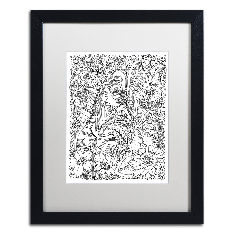KCDoodleArt Fairies and Woodland Creatures 4 Black Wooden Framed Art 18 x 22 Inches Image 1