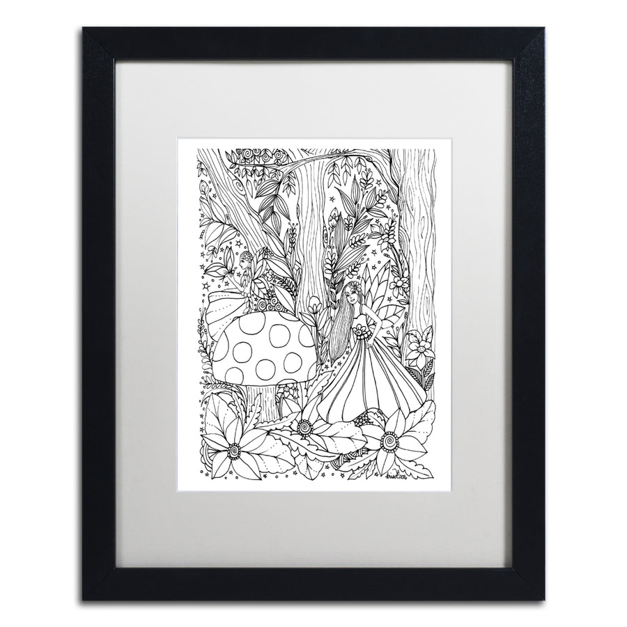 KCDoodleArt Fairies and Woodland Creatures 5 Black Wooden Framed Art 18 x 22 Inches Image 1