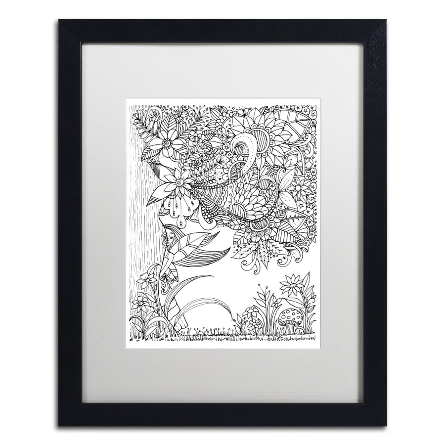 KCDoodleArt Fairies and Woodland Creatures 6 Black Wooden Framed Art 18 x 22 Inches Image 1