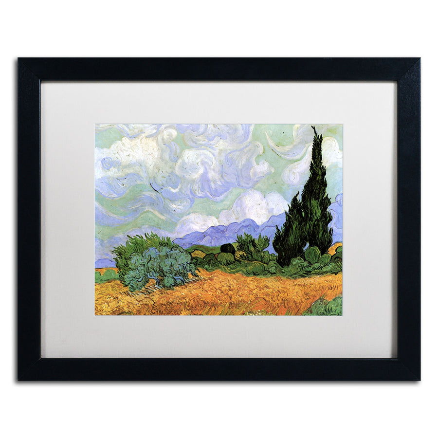 Vincent van Gogh Wheatfield with Cypresses 1889 Black Wooden Framed Art 18 x 22 Inches Image 1