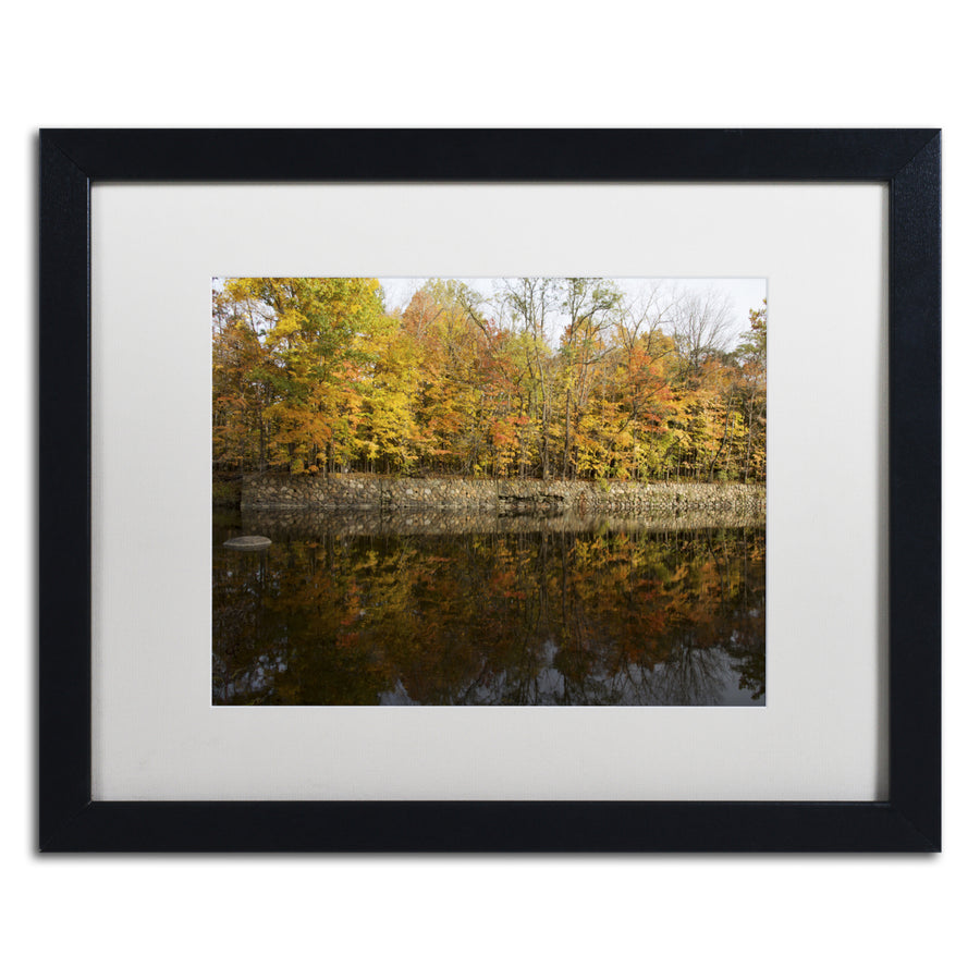 Kurt Shaffer Autumn Along the Rocky River Black Wooden Framed Art 18 x 22 Inches Image 1