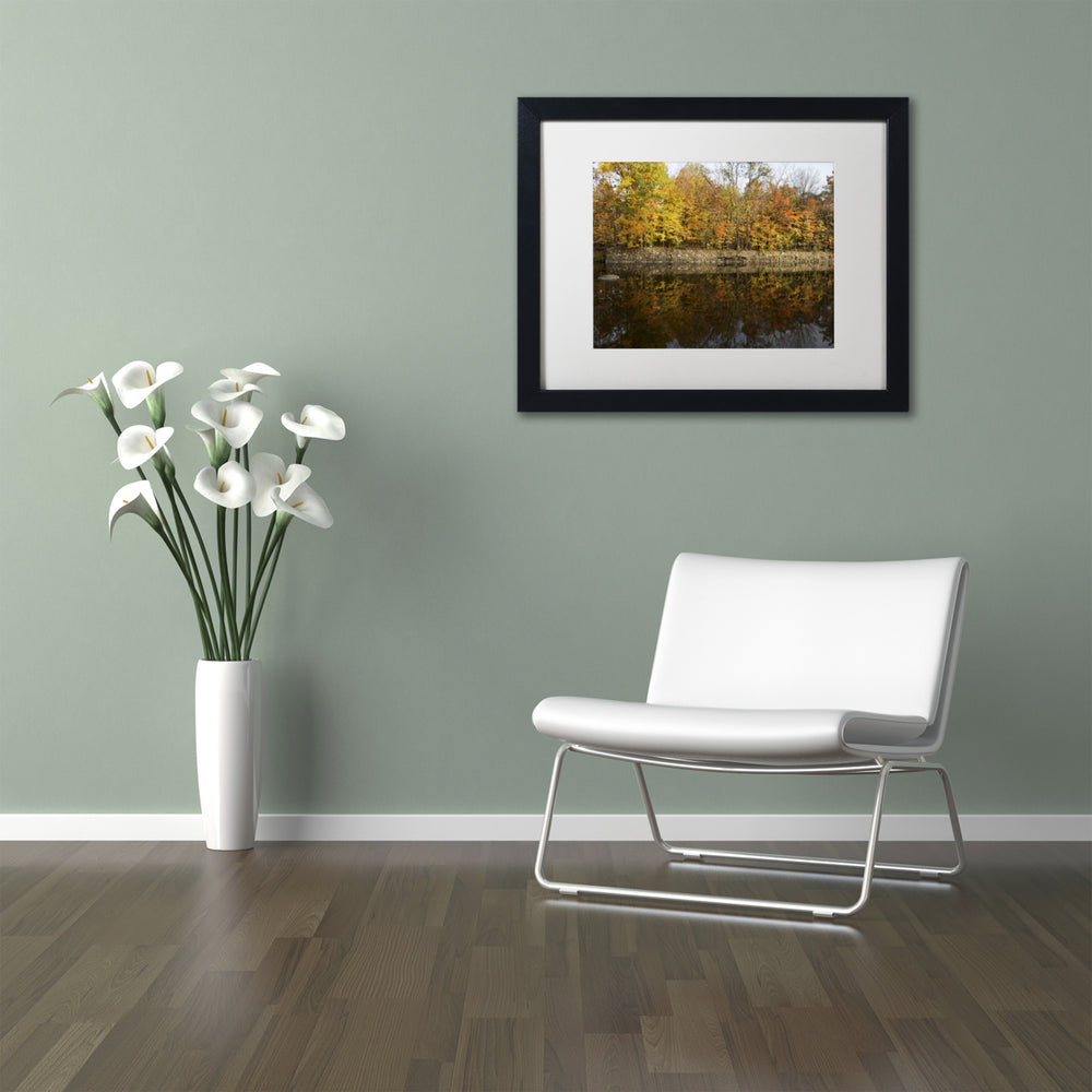 Kurt Shaffer Autumn Along the Rocky River Black Wooden Framed Art 18 x 22 Inches Image 2