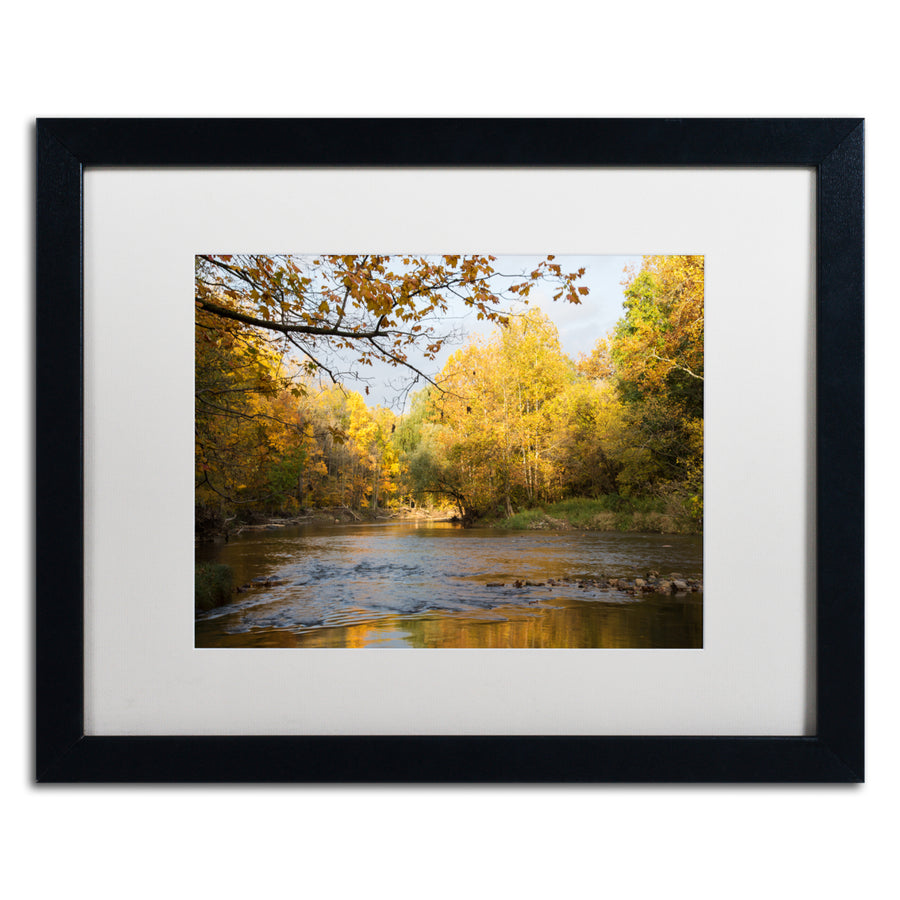 Kurt Shaffer Golden Autumn River Black Wooden Framed Art 18 x 22 Inches Image 1