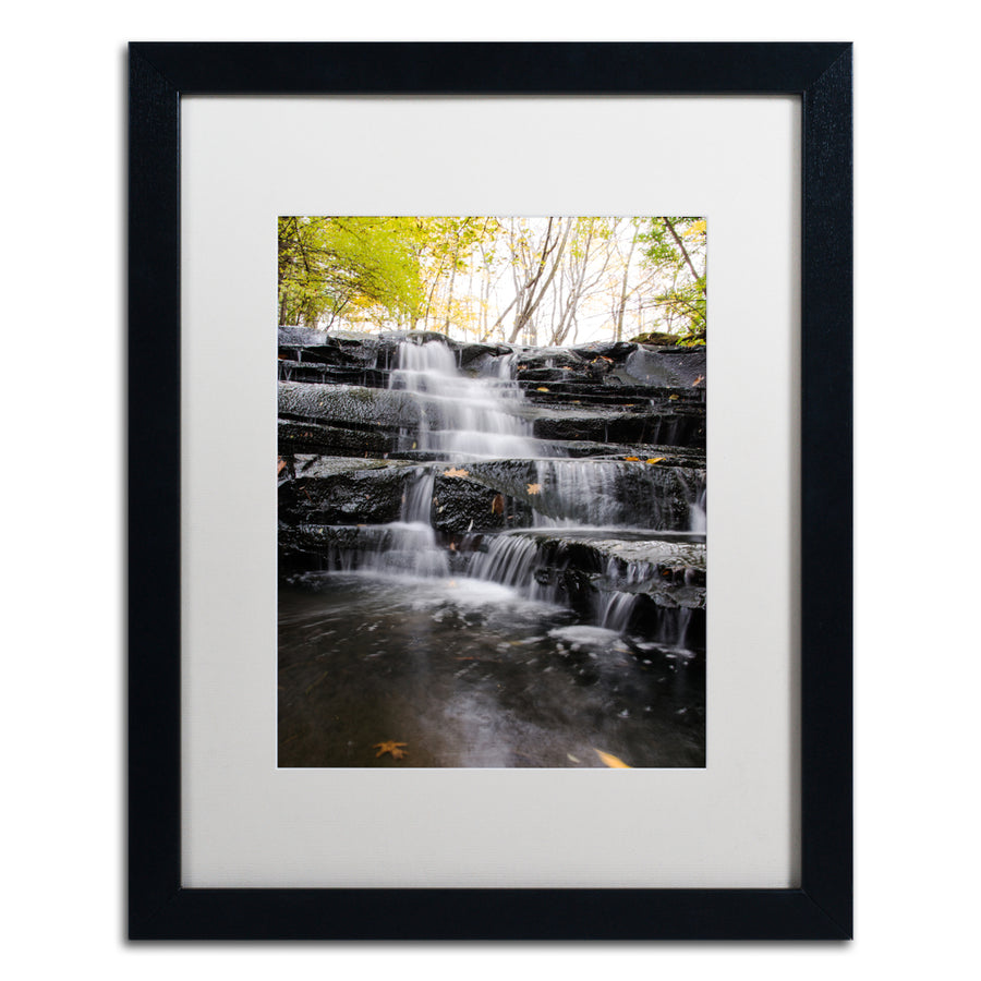 Kurt Shaffer Waterfall at Lake View Black Wooden Framed Art 18 x 22 Inches Image 1