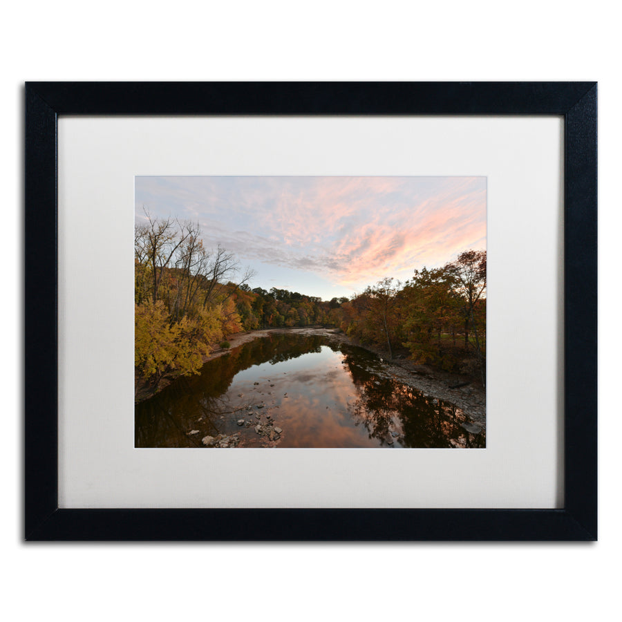 Kurt Shaffer Rocky River Autumn Sunset Black Wooden Framed Art 18 x 22 Inches Image 1