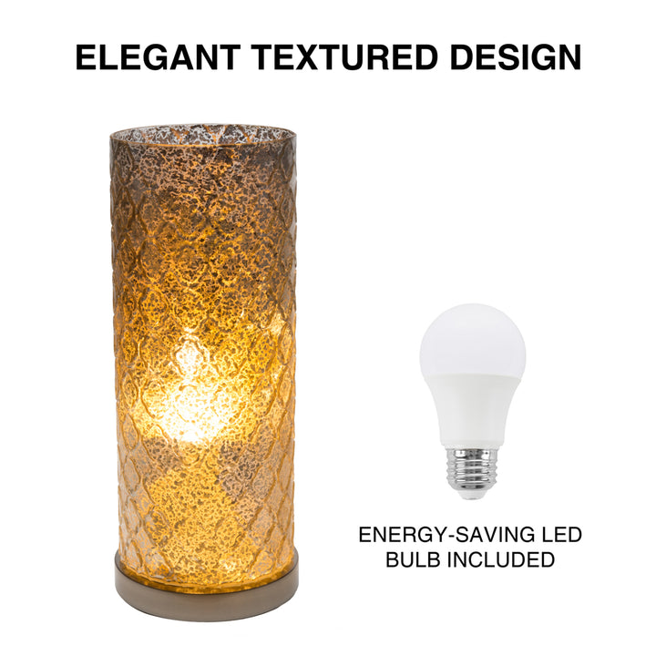 Table Light Textured Glass Trellis Lattice Pattern Led Bulb Included Elegant 16 Inch Tall Image 3