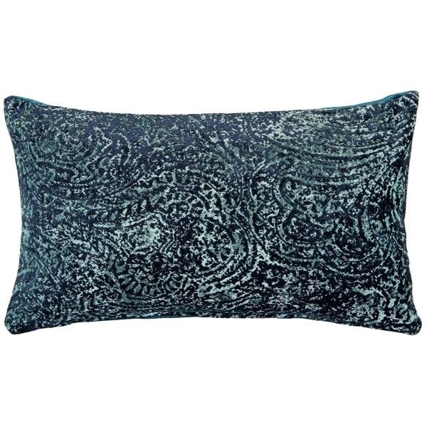 Pillow Decor - Visconti Teal Blue Chenille Throw Pillow 12x20 Image 1