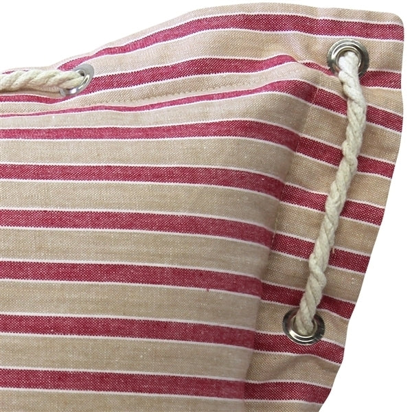 Pillow Decor - Nautical Stripes Pink Cotton Throw Pillow 16x16 Image 2