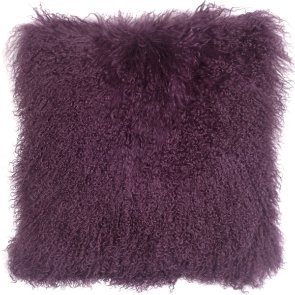 Pillow Decor - Mongolian Sheepskin Purple Throw Pillow Image 1
