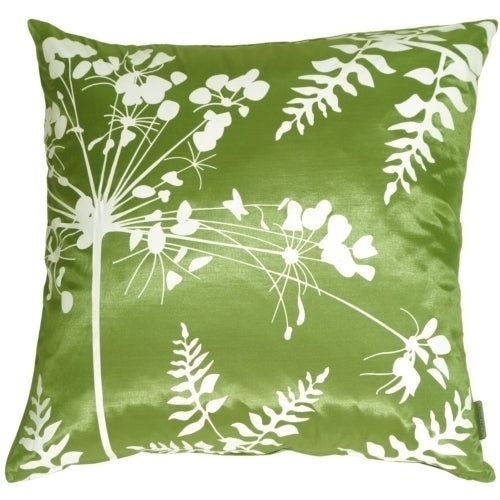Pillow Decor - Green with White Spring Flower and Ferns Pillow 20x20 Image 1