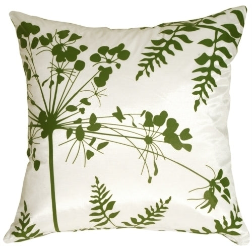 Pillow Decor - White with Green Spring Flower and Ferns Pillow 20x20 Image 1