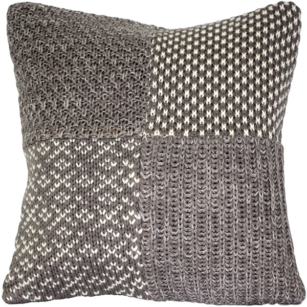 Pillow Decor - Hygge Gray Check Knit Pillow Image 1