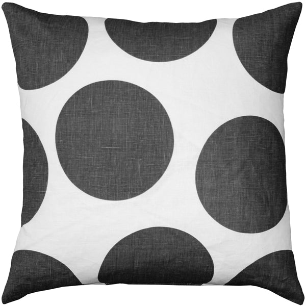 Pillow Decor - Tuscany Linen Gray Circles Throw Pillow 22x22 Image 1