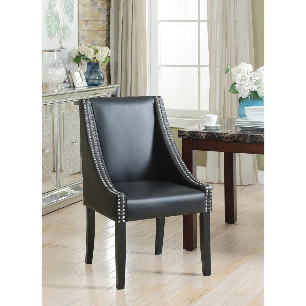 Jefferson Dining Side Accent Chair Pebble Grain PU Leather Espresso Wood Frame, Set of 2 Image 2