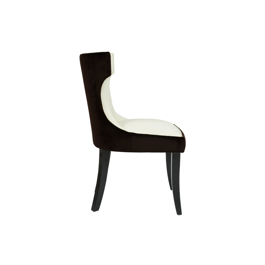Kona 2-Pc. Set Dining Side Chair Velvet PU Leather Espresso Wood Frame Image 6
