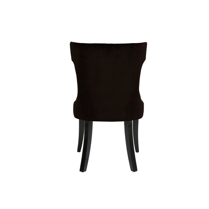 Kona 2-Pc. Set Dining Side Chair Velvet PU Leather Espresso Wood Frame Image 7