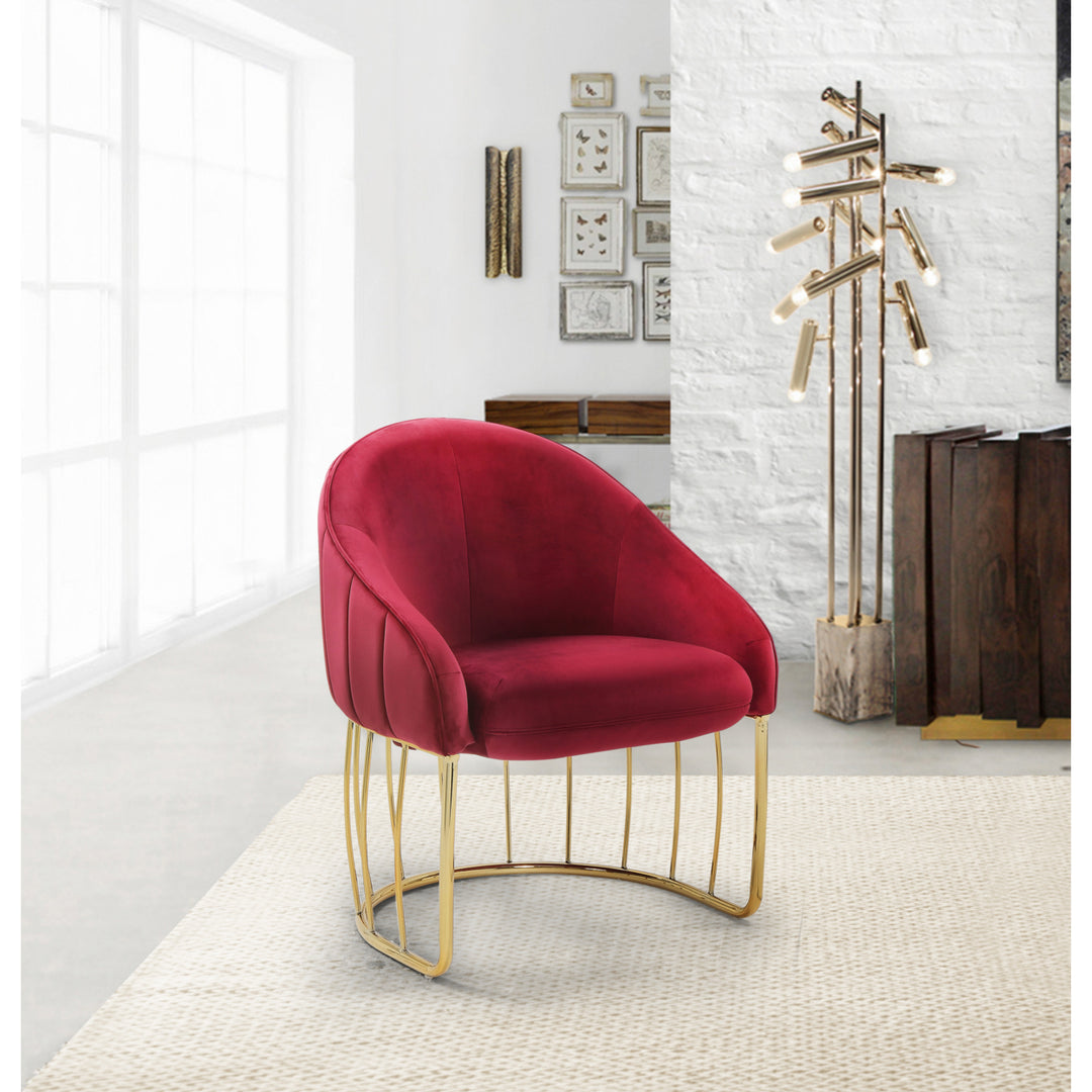 Hammerstein Accent Club Chair Velvet Upholstered Half-Moon Gold Plated Rods Solid Metal Base Image 3